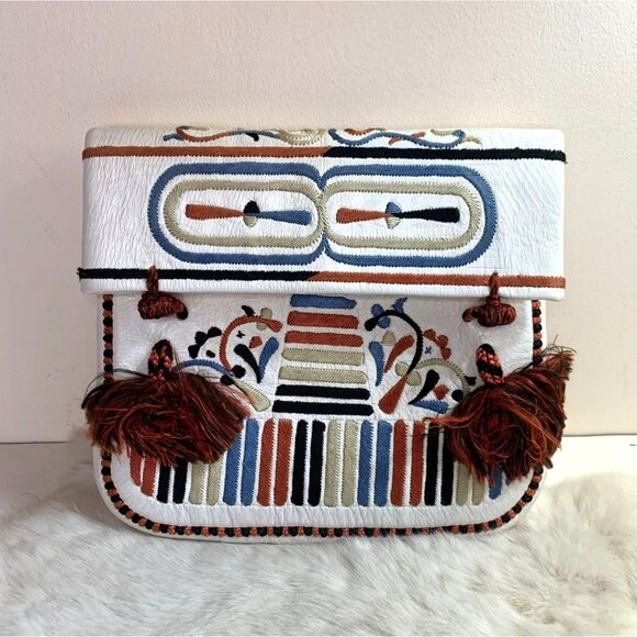 Vintage Inuit-Style Native American Leather Embroidered Saddle Bag - Picture 1 of 5